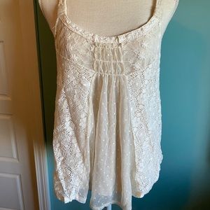 Cream Lace and Crochet Tank Top